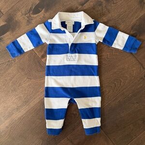 Ralph Lauren Blue and White Striped One Piece